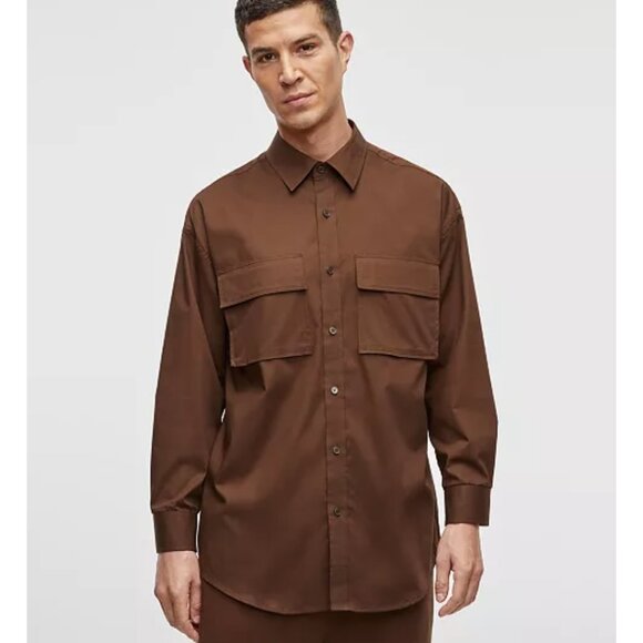 MODE Of ONE MEN'S LONG-SLEEVE BUTTON-FRONT UTILITY SHIRT - Picture 2 of 4